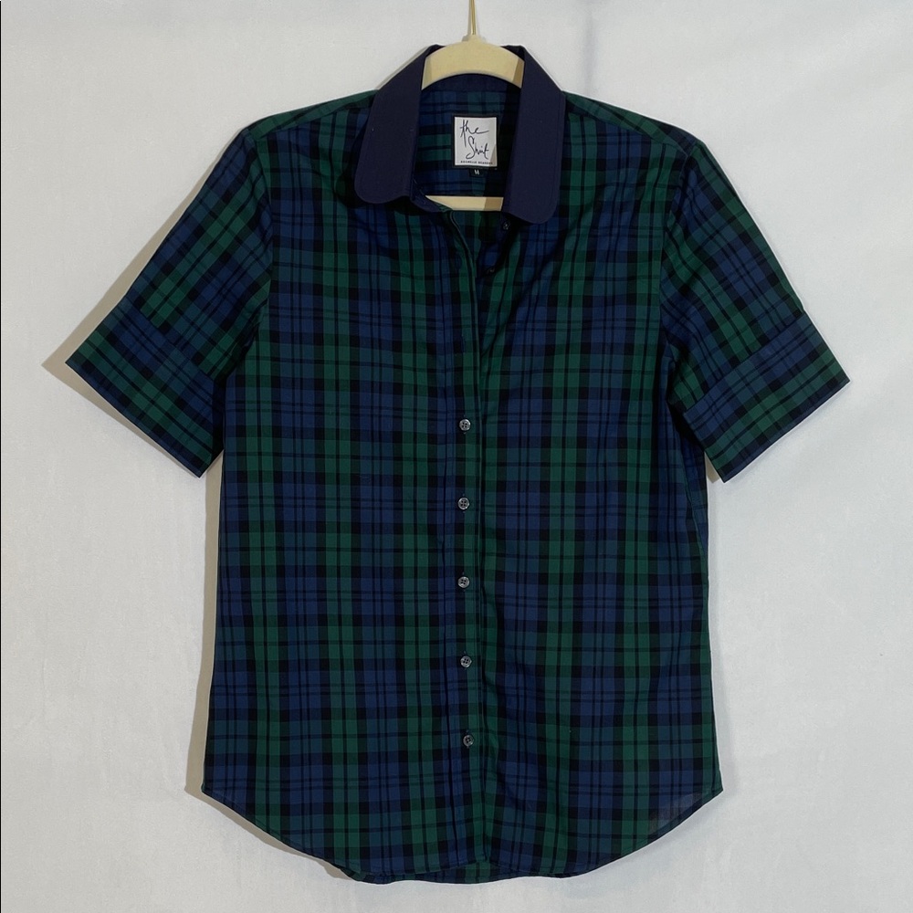 The Shirt By Rochelle Behrens Classic Short Sleeve M Plaid NWOT